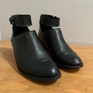 Black leather booties